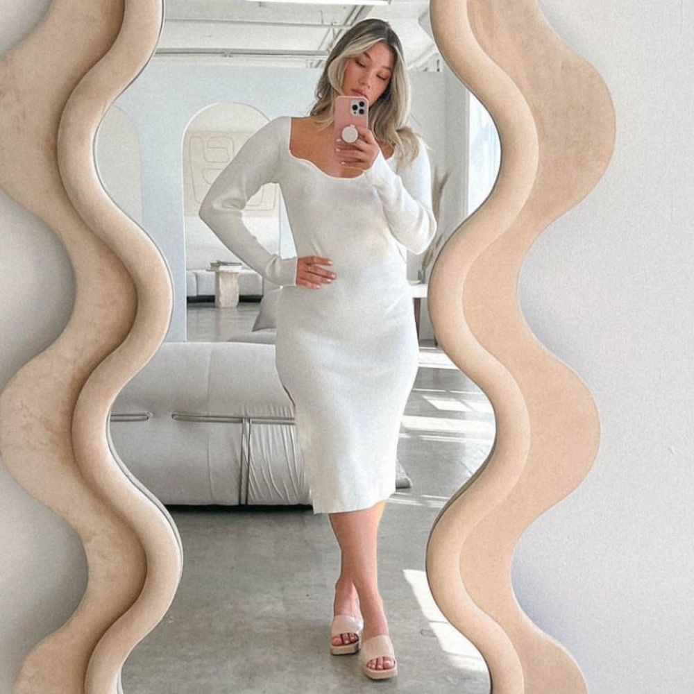 Luca + Grace Smooth Classic Dress in White Ribbed